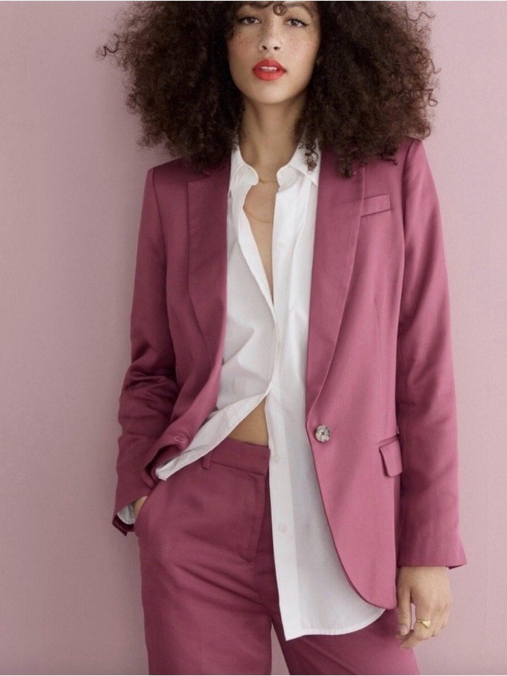 J CREW Alfie Blazer Gramercy Twill Raspberry
